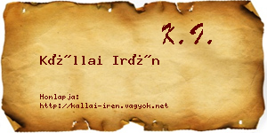 Kállai Irén névjegykártya